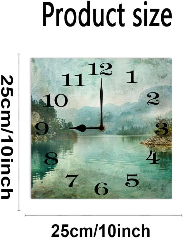 10 in Beach Path -194 Wood Wall Clock – Digital Time Display, Smart Home Compatible for Bedside or Workspace