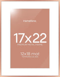 Homeforia 17x22 Picture Frame Silver, High End Metal 17x22 Frames with Mat 12x18 for Photo, 17 x 22 Silver Poster Frame Matted to 12 x 18 Print, 22x17 Hanging Frame, Tempered Glass, Wall Kit, Set of 1