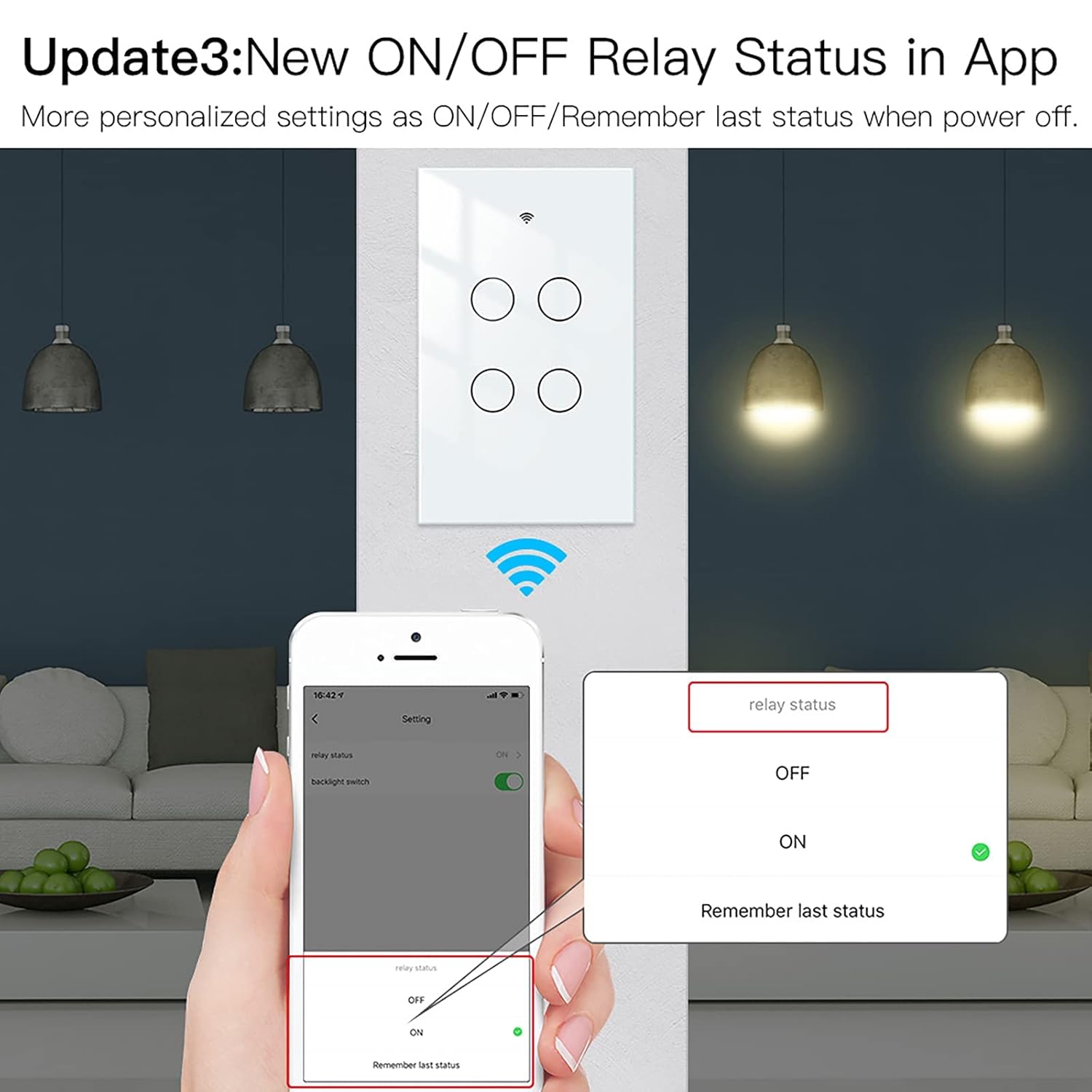 MoesGo WiFi Smart Wall Light Switch,Glass Panel, Multi-Control(3 Way), 2.4GHz Wi-Fi Touch Switches, Neutral Wire Required, Remote Control Smart Life/Tuya App, Work with Alexa, Google Home White 4 Gang