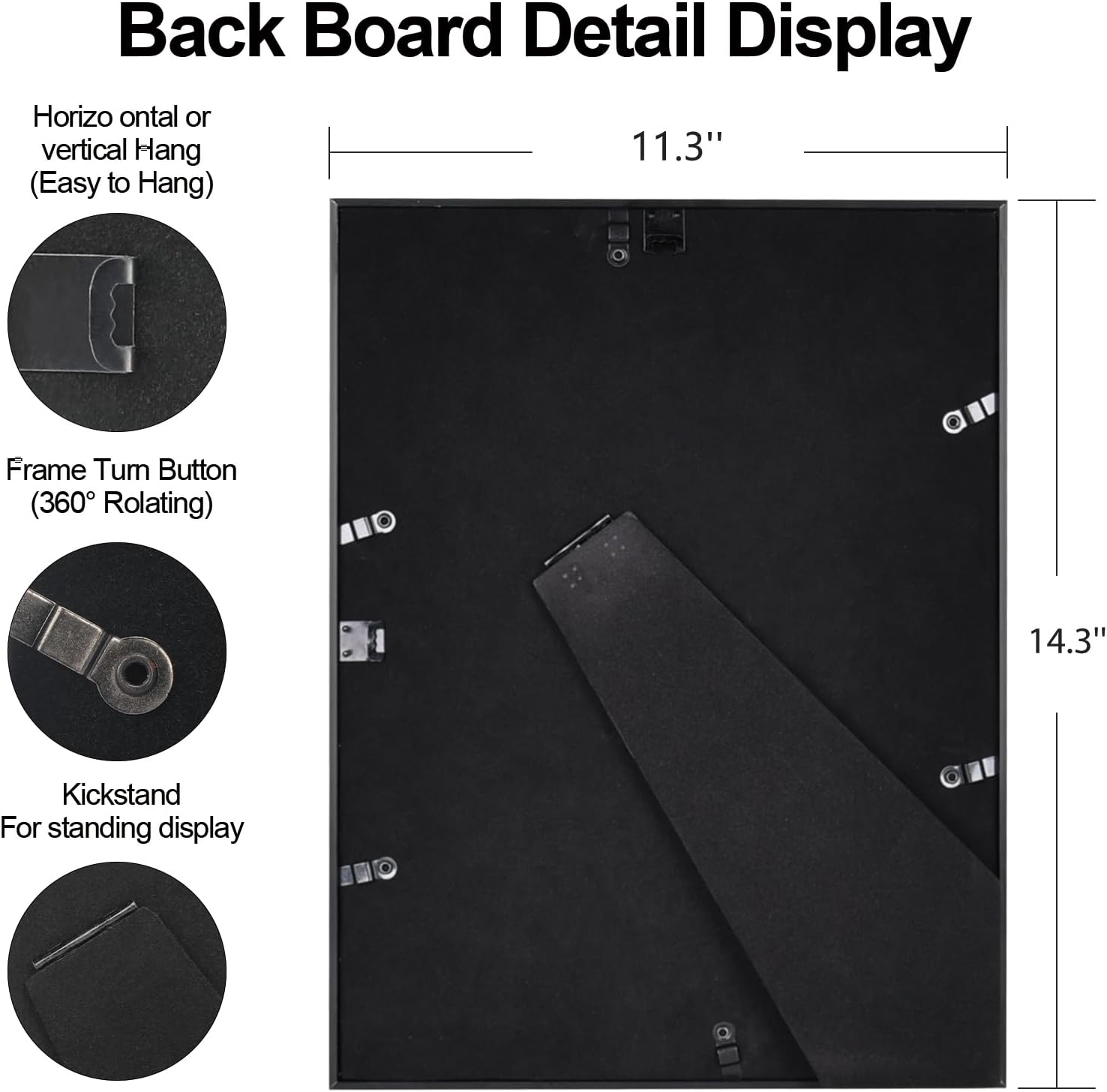 11x14 Picture Frame, Black Metal Photo Frames with HD Glass, Fits 8x10 with Mat or 11 x 14 without Mat, Display for Wall and Table, 1 Pack