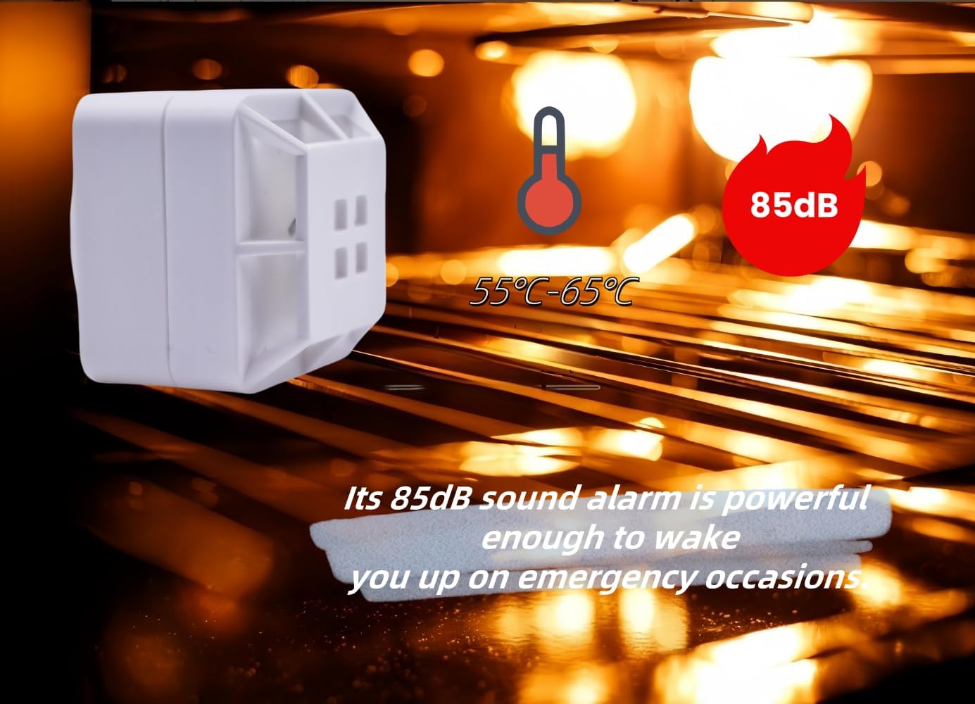Heat Alarm Heat Detector,A1 Level, Temperature 55°C-65°C, 85dB Alarm Sound for Home Kitchen Garage Boiler Houses,Battery Powered