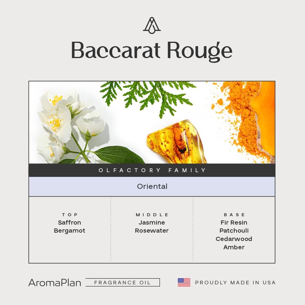 AromaPlan Hotel Scents Inspired by Baccarat Rouge 16 Fl Oz (473ml), Home Luxury Aroma & Hotel Diffuser Oil for Aromatherapy- USA Made, Bigger Bottle, Bolder Aroma & Longer Lasting