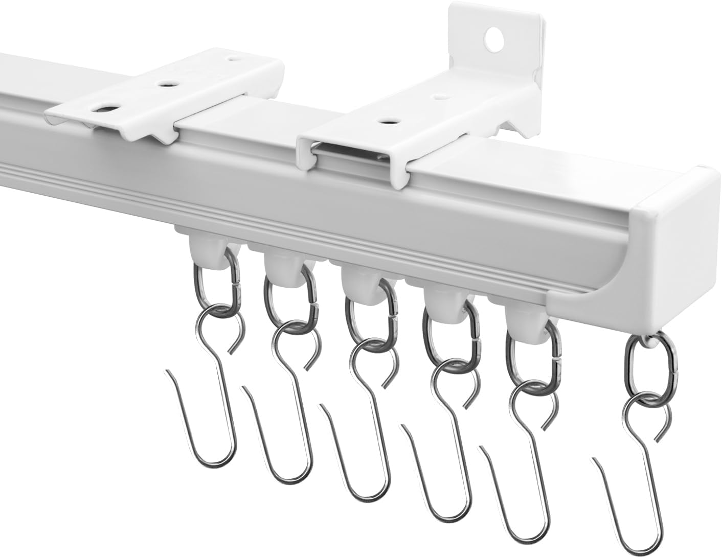 Ceiling Curtain Tracks,Curtain Track Wall Mount,Track Curtains Rod Ceilings Mount Heavy Duty Ceiling Tracks for Curtains Room Divider Rod with Hooks,White 3-6ft