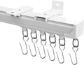 Ceiling Curtain Tracks,Curtain Track Wall Mount,Track Curtains Rod Ceilings Mount Heavy Duty Ceiling Tracks for Curtains Room Divider Rod with Hooks,White 3-15ft