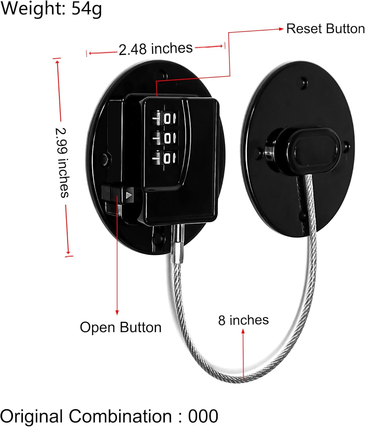 Fridge Lock Refrigerator Lock- Child Safety Cabinet Locks for Refrigerator, Freezer, Drawers & Cabinets - No Key Combination Lock, Adjustable & Reusable for Kids, Adults, Pets (Black 4Pack)