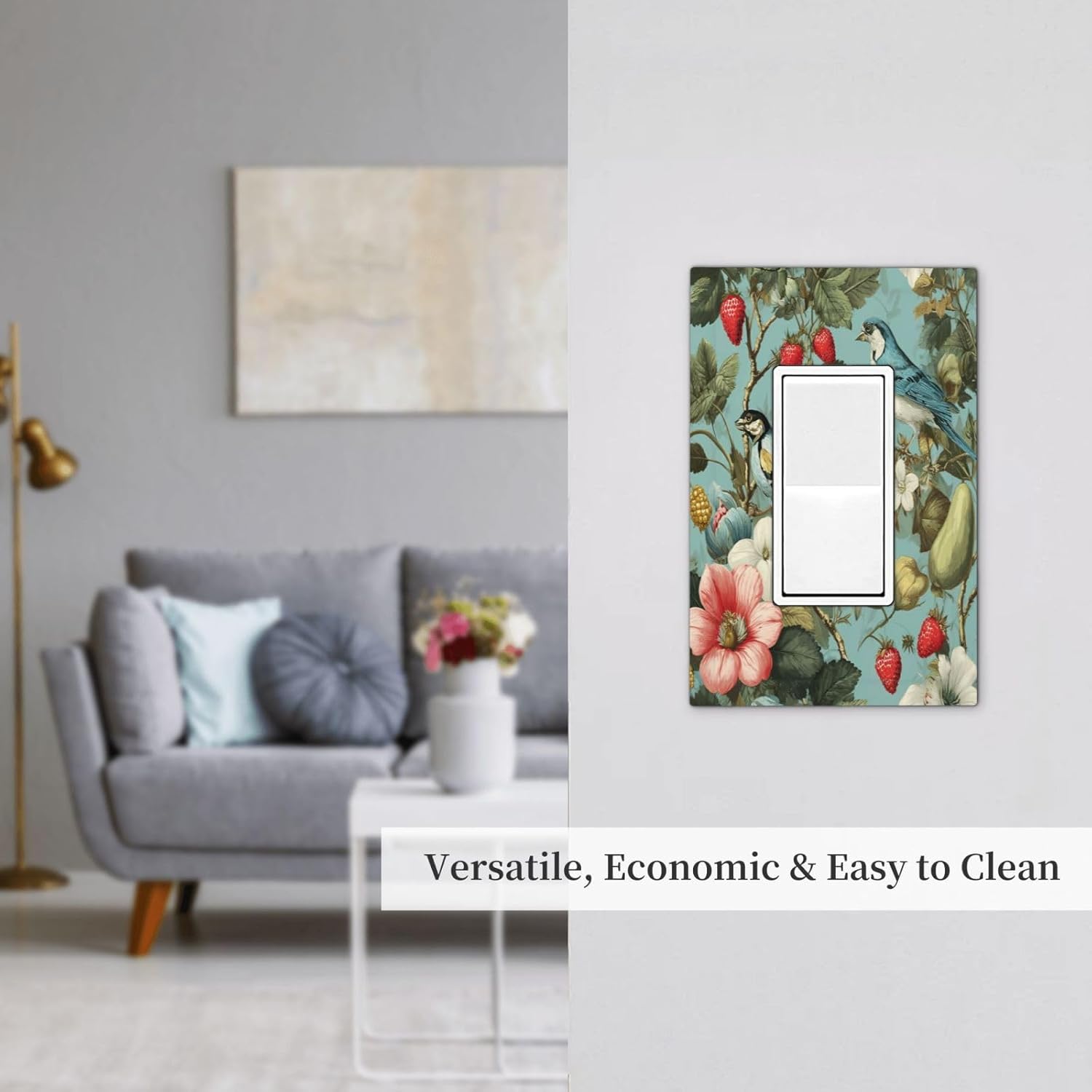 William Morris Flower 1 Gang Single Rocker Wall Plate Cover Decorative Light Switch Covers Electrical Faceplate Switch Plates for Bathroom Kitchen Home