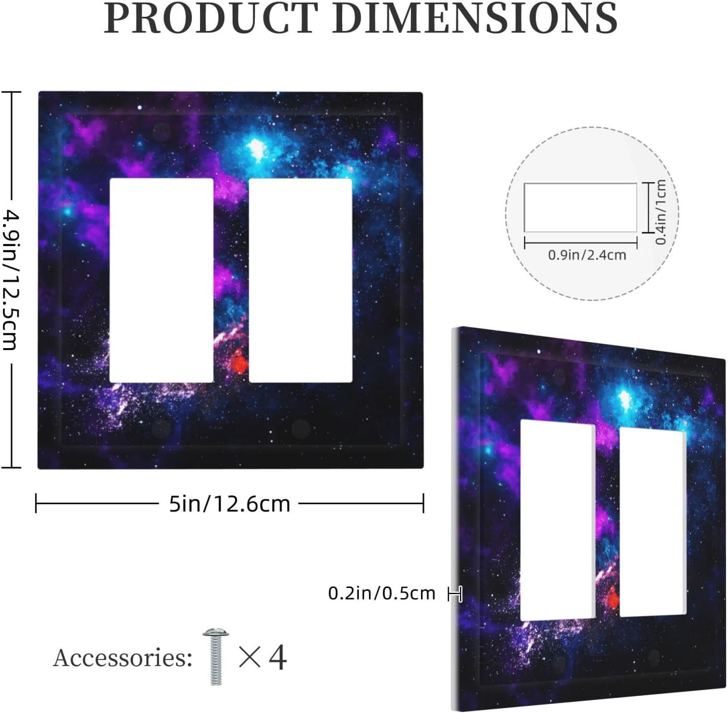Outer Space Colorful Starry Sky Galaxy Planet Decorative Outlet Covers 2 Gang Double GFCI Rocker Electrical Wall Panels Light Switch Cover Plate for Bed Room Living Room Decor