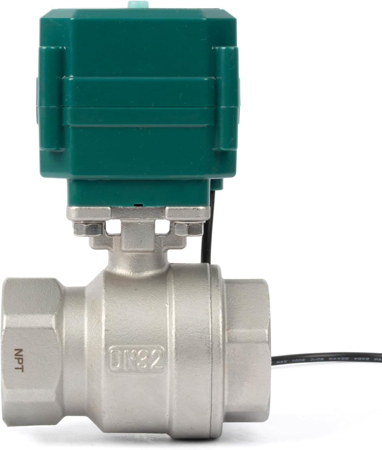 U.S. Solid 1-1/4" Smart Motorized Ball Valve - Remote App Mobile Control Stainless Steel Electrical Ball Valve with Manual Switch, 5V DC USB Connection