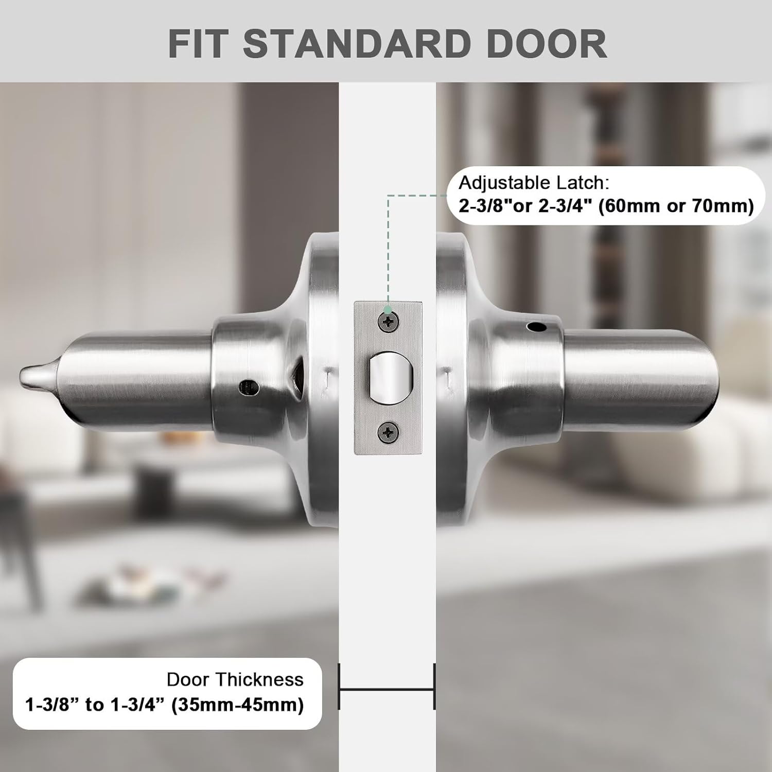 GOBEKOR 5 Pack Brushed Nickel Door Handles Privacy Door Levers with Lock,Heavy Duty Interior Door Handles for Bedroom and Bathroom,Sleek Round Door Lever Satin Nickel with No Key
