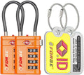 Forge TSA Approved Cable Luggage Locks with TSA008, 4-Digit Combination & Open Alert Indicator, Zinc Alloy Body, 2 Orange Travel Locks with 2 TSID Smart Lost & Found Tags for Luggage & Suitcase