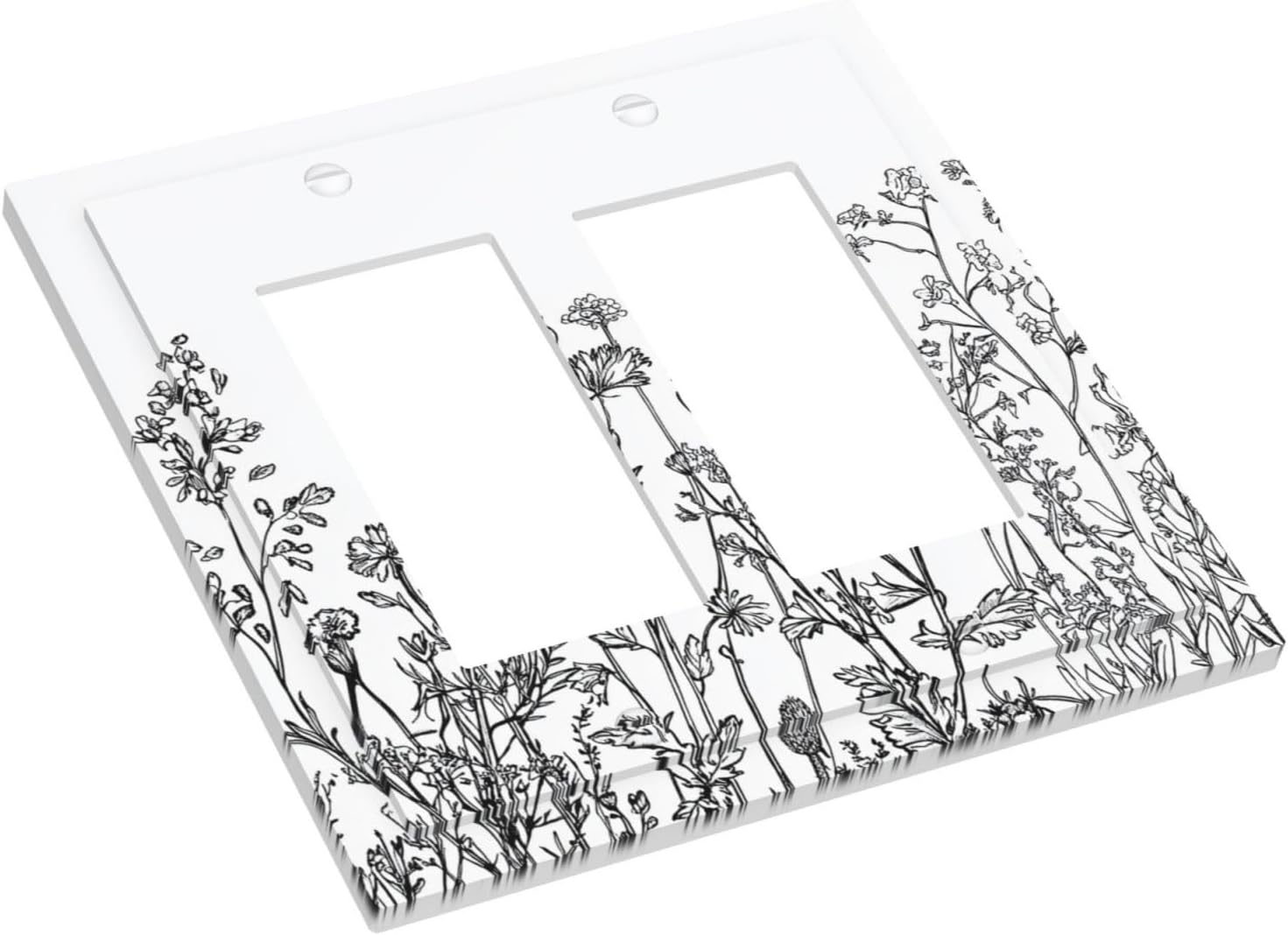 Decorative Outlet Covers Floral Wildflower Rustic Plant Leaves 2 Gang Double Gfci Rocker Electrical Wall Panels Light Switch Cover Plate For Farmhouse Cabin Decor
