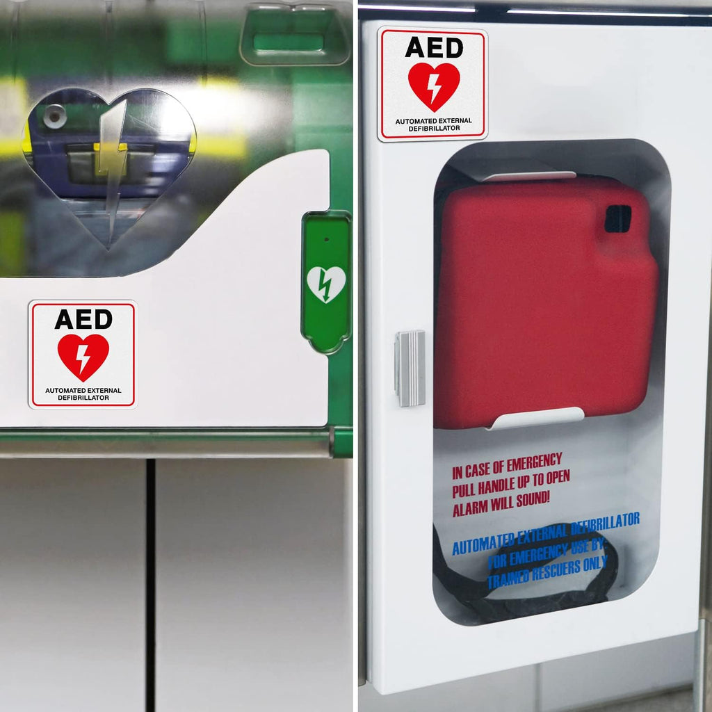 T&R AED Stickers - 10 Pack - 5 x 5 Inches Reflective Label, UV resistant, waterproof, fade and scratch resistant, suitable for indoor and outdoor