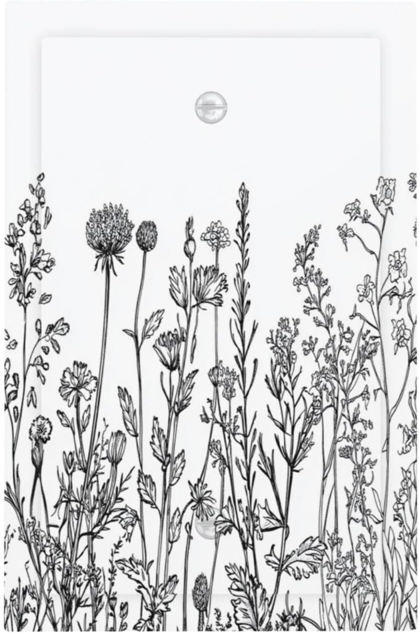 Light Switch Cover Plate Floral Wildflower Rustic Plant Leaves 1 Gang No Device Blank Electrical Wall Plates Faceplate Decorative Switch Plate For Farmhouse Cabin Decor