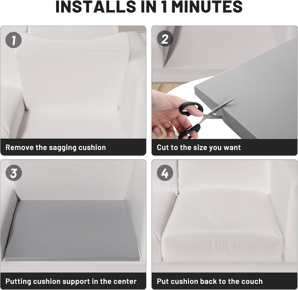 Couch Cushion Support, Sofa Cushion Support for Sagging Couch Seat, 20x20x2in, Couch Replacement Insert, High Density Foam Furniture Seat Sagging Repair, Trapezoid 40D, Grey Set of 1