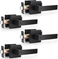 Probrico 4 Pack| Matte Black Square Privacy Door Levers Bed Bath Door Handles, Heavy Duty Interior Keyless Door Locks for Left or Right Sided Doors