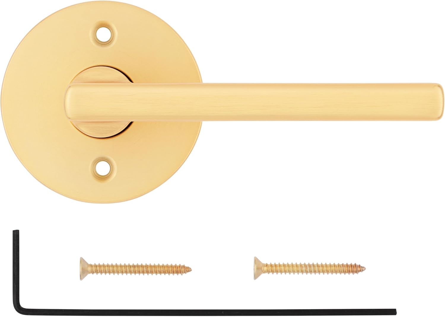 Kwikset Halifax Dummy Door Handle, Single Sided Lever for Closets, French Double Doors, and Pantry, Satin Brass Non-Turning Reversible Interior Push/Pull Lever, with Microban Protection