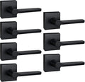 7 Pack Dummy Door Levers in Matte Black, Heavy Duty Interior Handle Lock for Closet Pantry, Non-Turning, Single Sided, Reversible for Left/Right Hand