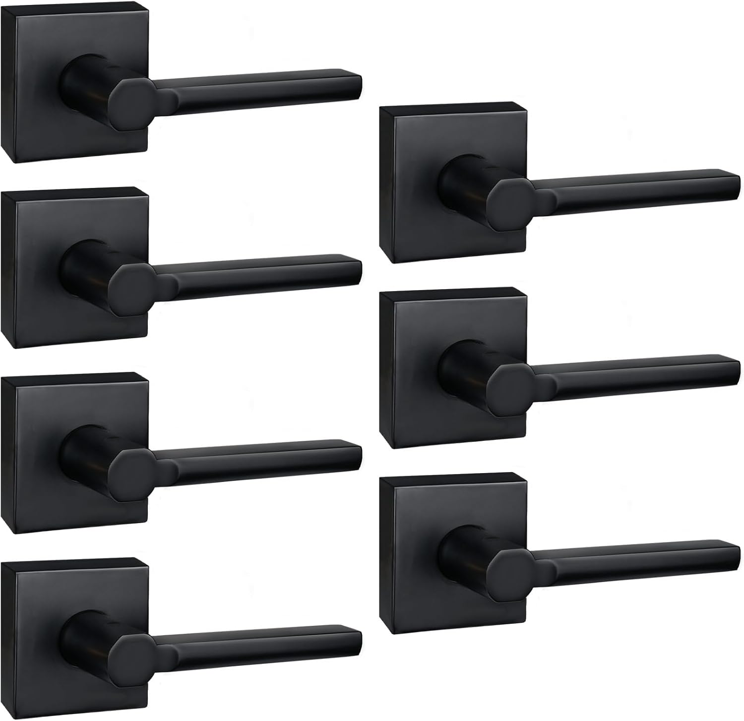 7 Pack Dummy Door Levers in Matte Black, Heavy Duty Interior Handle Lock for Closet Pantry, Non-Turning, Single Sided, Reversible for Left/Right Hand