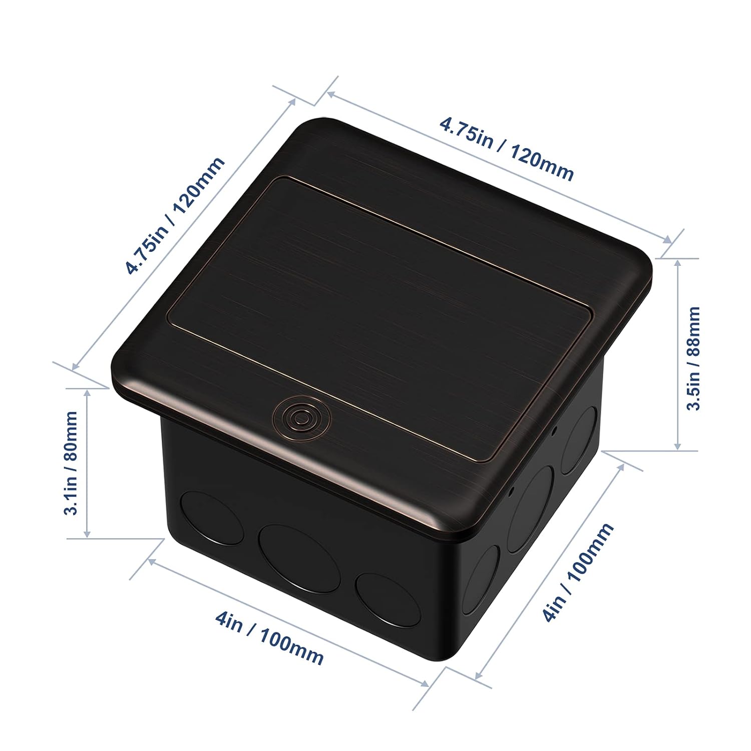KYHSHJ Pop Up Floor Electrical Outlet Box Kit，20 Amp Stainless Steel TR Tamper-Resistant Duplex Receptacle Outlet， Corrosive Resistant Hardware，ETL Listed, Oil Rubbed Bronze