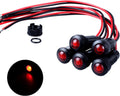 5pcs 8mm LED Indicator Light Plastic Black Signal Dot Lamp 110-220V AC 5/16" Mounting Hole Size with 15cm/5.9in. Wire (Red LED)