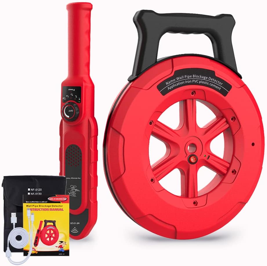 Pipe Blockage Detector, Water Pipe Locator Underground Diagnostic-Tool Wall Scanner Pipeline Blocking Clogging Scanner Plumbers Instrument For Metal PVC Water Pipes, 20M