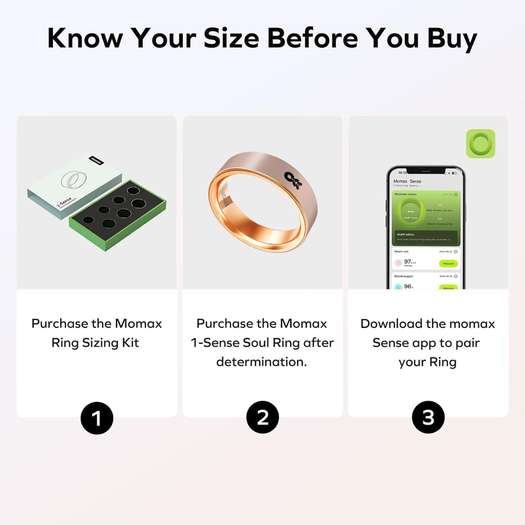 MOMAX 1-Sense Soul World’s 1st Haptic Smart Ring, AI Mood & Fitness Tracker with Touch Control, 5ATM Waterproof, No APP Subscription, Android & iOS Compatible