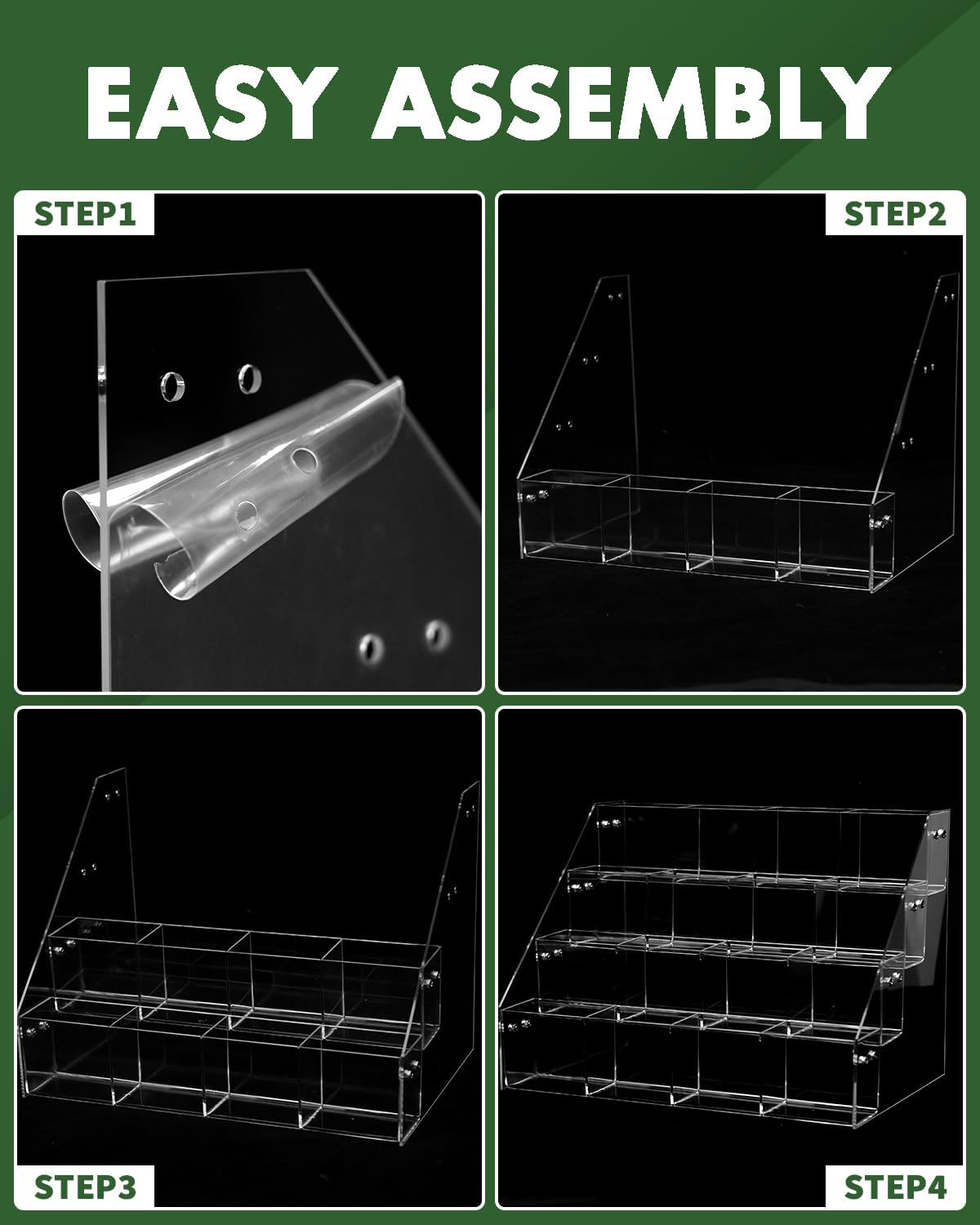 UCEC 4-Tier Sticker Display Stand for Vendors, 16-Pocket Acrylic Display Stands & Card Stand, Portable Organizer for Trade Shows, Retail Stores, Small Business Supplier Events