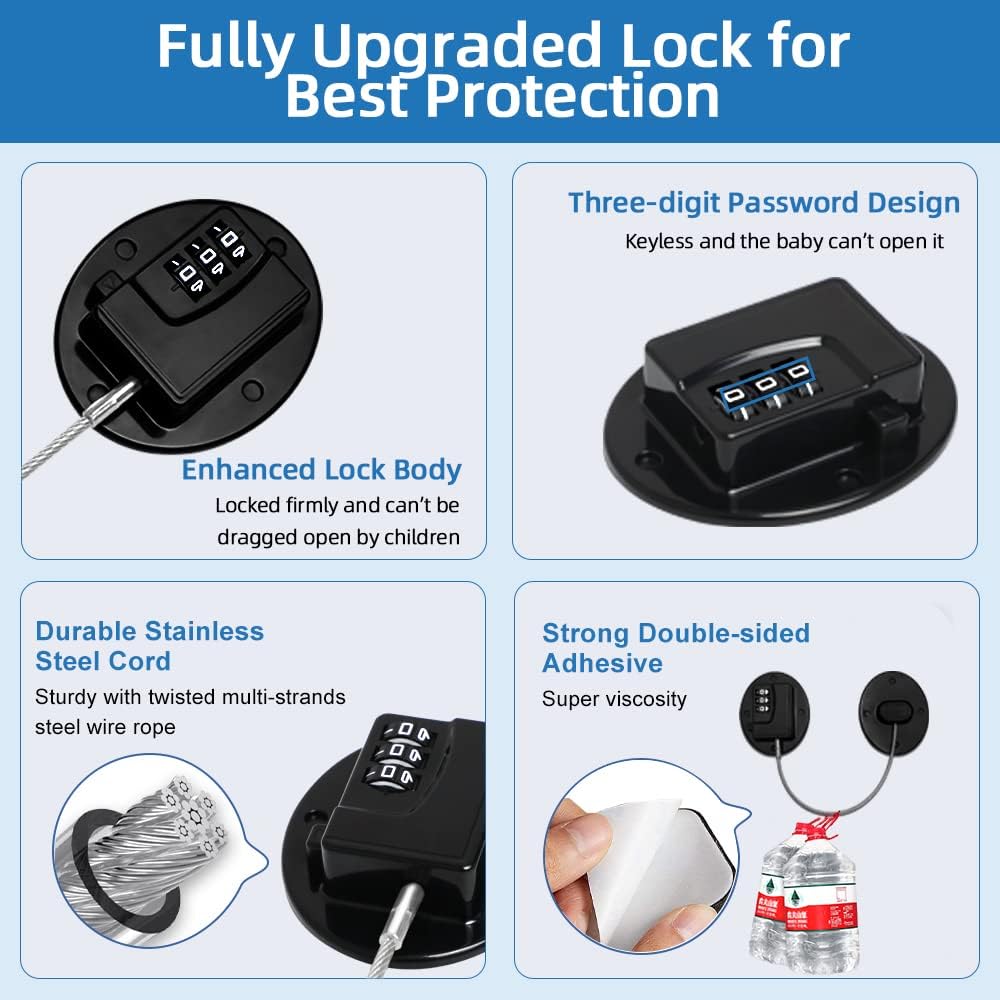 AOSITE Mini Fridge Locks for Kids No Drill Refrigerator Locks for Adults Cupboard Lock Child Safety Locks for Cabinets Drawer Locks Freezer Lock Baby Proofing