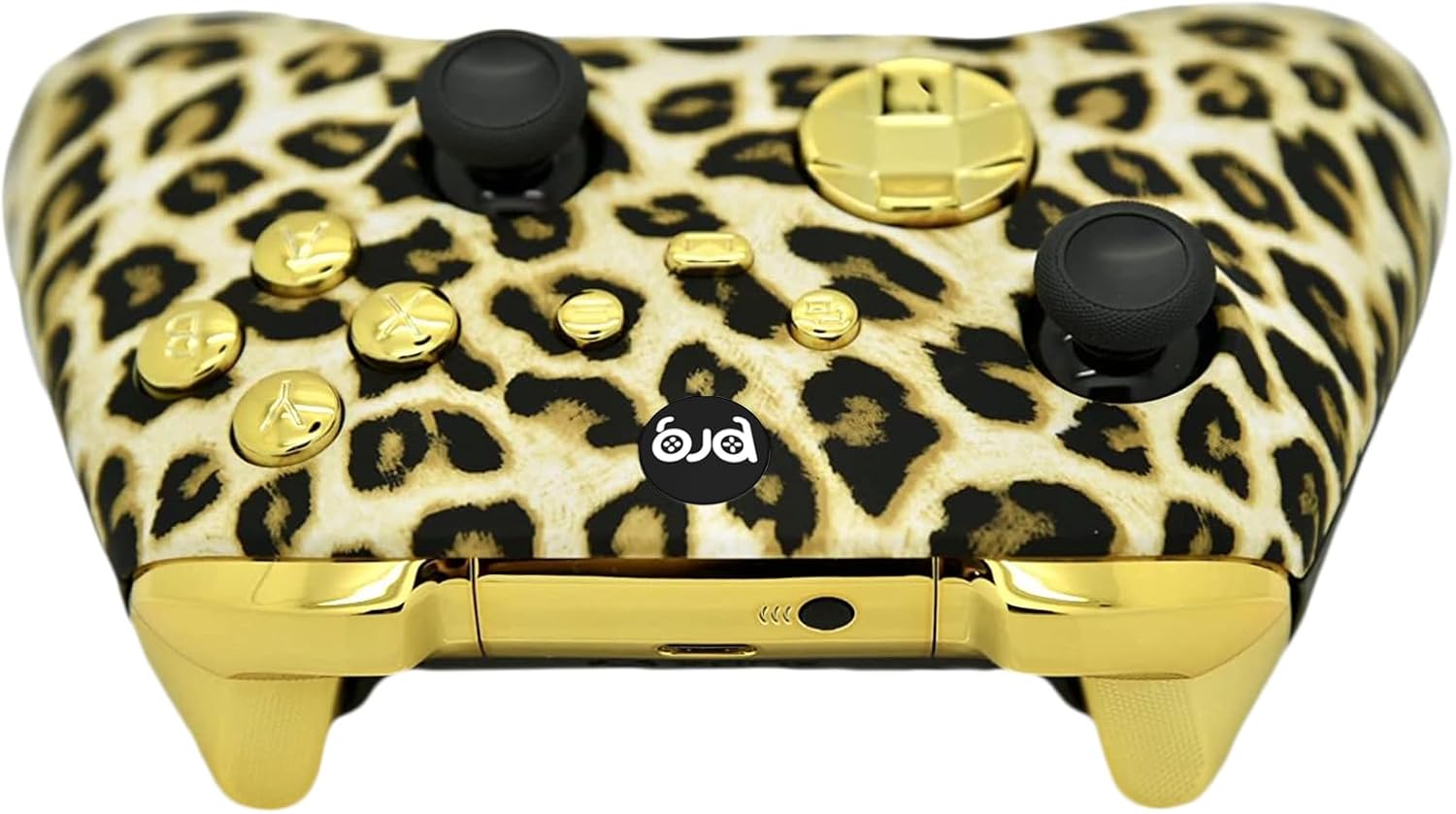 Hand Airbrushed Fade Custom Controller Compatible with Xbox Series X/S & Xbox One (Series X/S Leopard W/Gold Chrome Inserts)