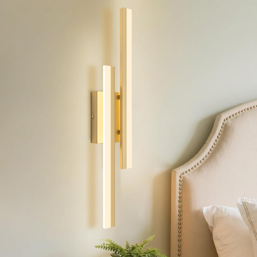 LED Wall Sconce Gold Modern Remote Wall Light Fixtures for Living Room, Dimmable LED Vanity Light Indoor Remote Wall Sconce for Bedside Bedroom Bathroom Dining Room, 23.6inch 1 Pack