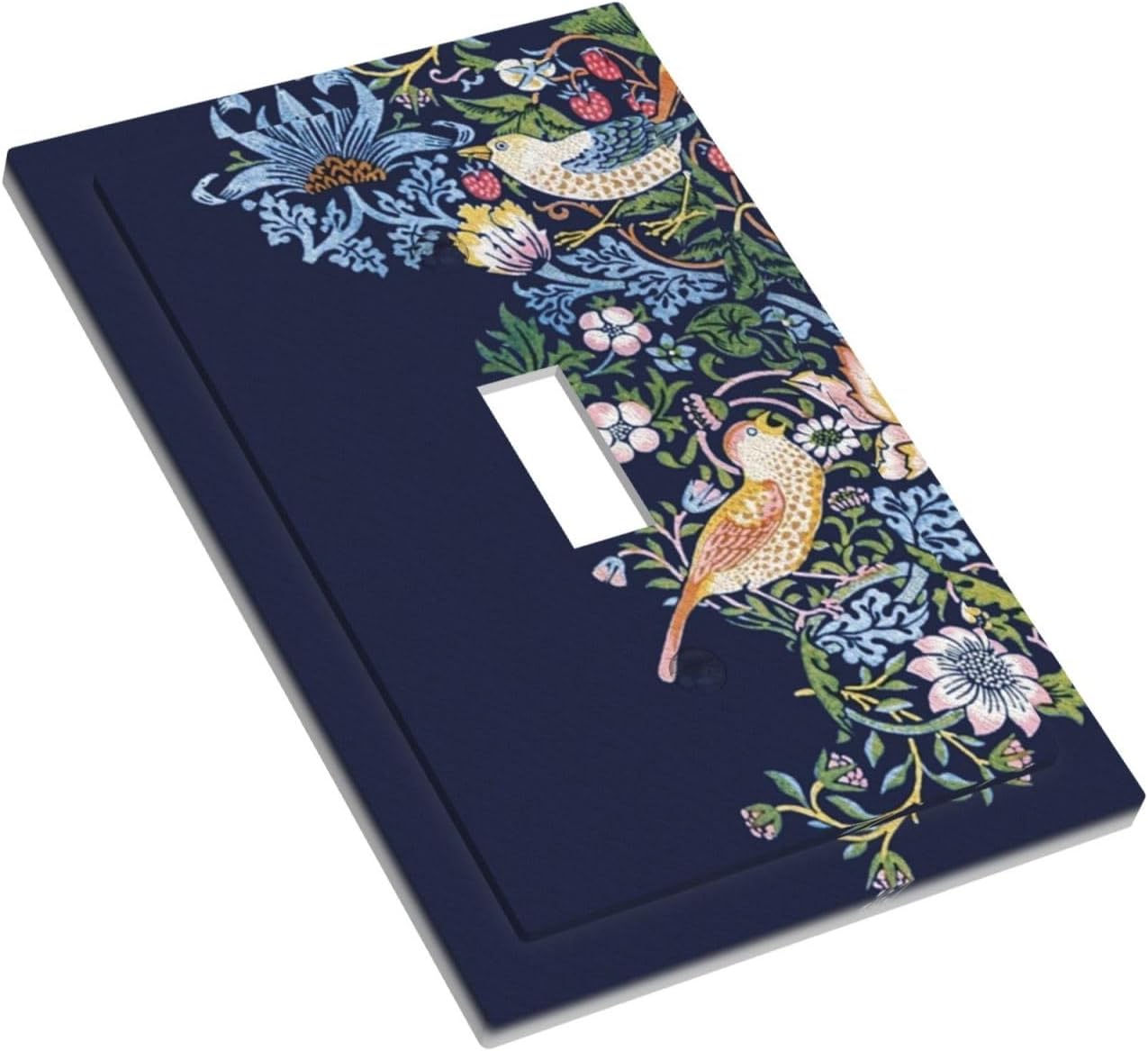 Decorative Light Switch Cover Plate Vintage Blue Morris Strawberry Thief Bird Flower 1 Gang Wall Plate Oversized Single Toggle Wall Cover Plate Jumbo Switchplate Faceplate