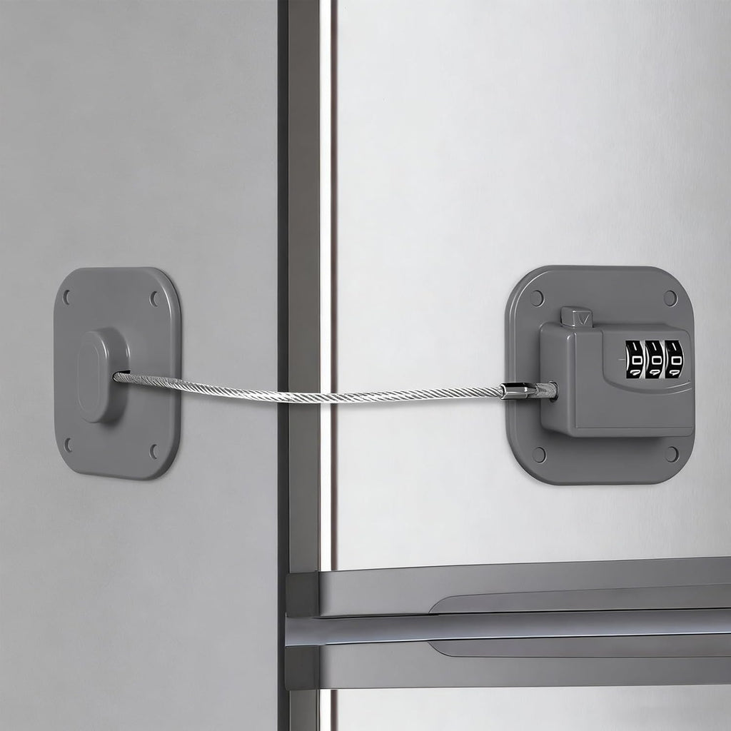 Refrigerator Lock, Combination Lock for Refrigerator Cabinets, Drawers, Heavy Duty Fridge Lock, Easy Install No Keys Needed (Gray-1Pack)