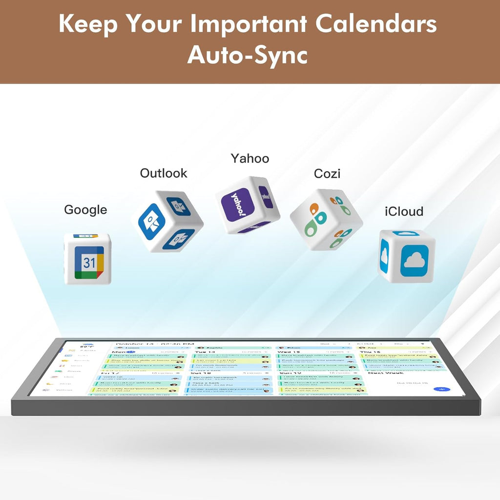 Digital Calendar Smart Chore Chart-for-Business-Schedules - 24" Wall Mounted Interactive Touchscreen Electronic Calendar, Auto-Sync Google iCloud Outlook Calendars for Family Household Organization
