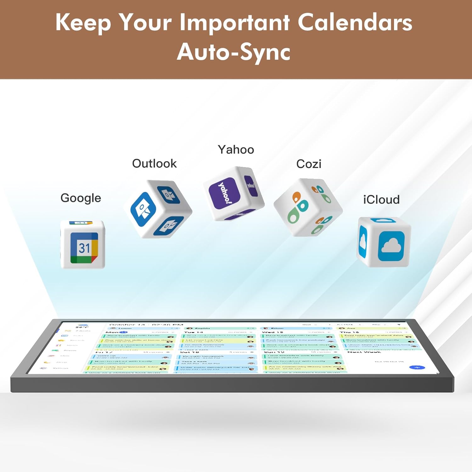 Digital Calendar Smart Chore Chart-for-Business-Schedules - 24" Wall Mounted Interactive Touchscreen Electronic Calendar, Auto-Sync Google iCloud Outlook Calendars for Family Household Organization