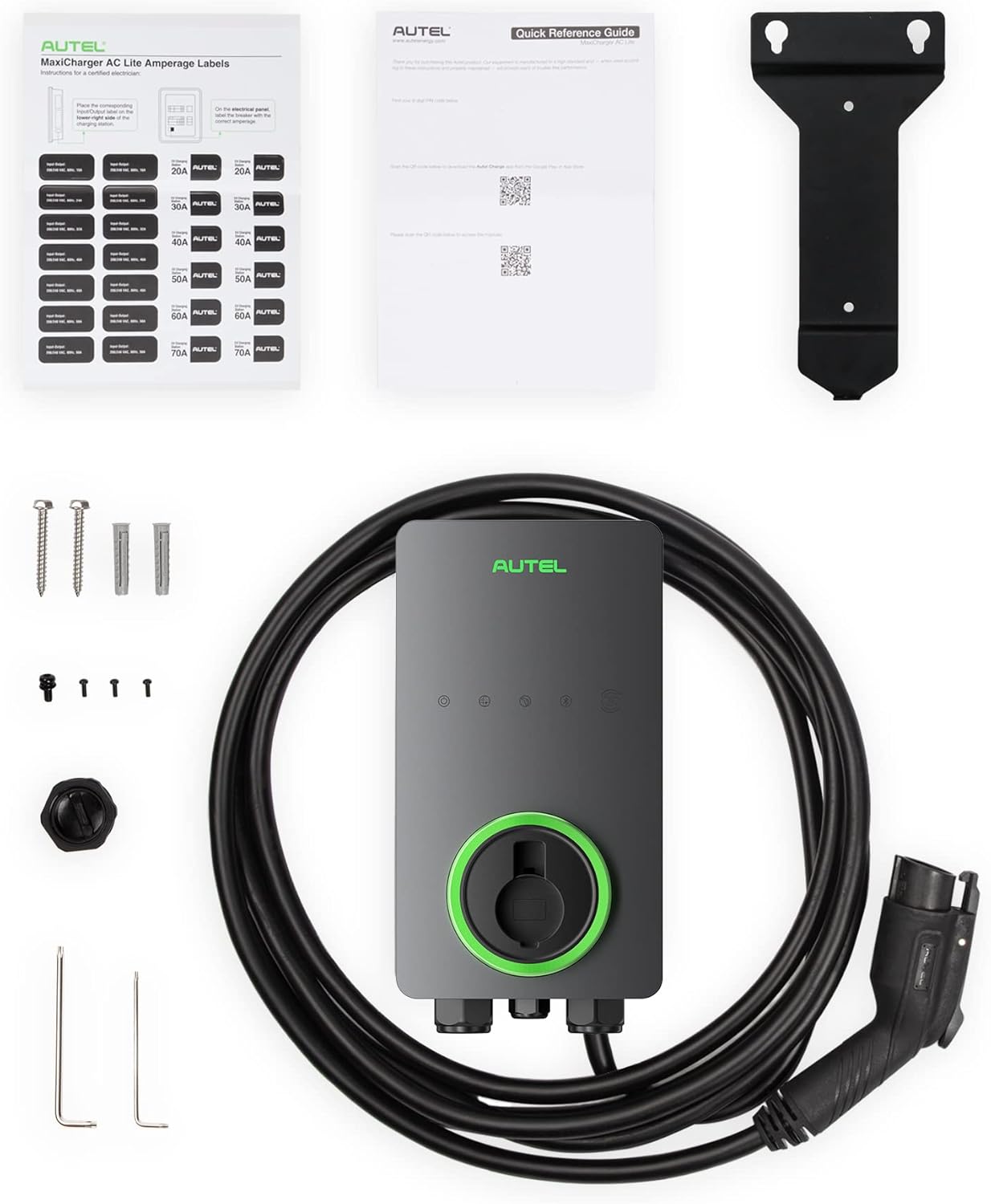 Autel Home Smart Electric Vehicle (EV) Charger up to 50Amp, 240V, Indoor/Outdoor Car Charging Station with Level 2, Wi-Fi and Bluetooth Enabled EVSE, 25-Foot Cable(Dark Gray)