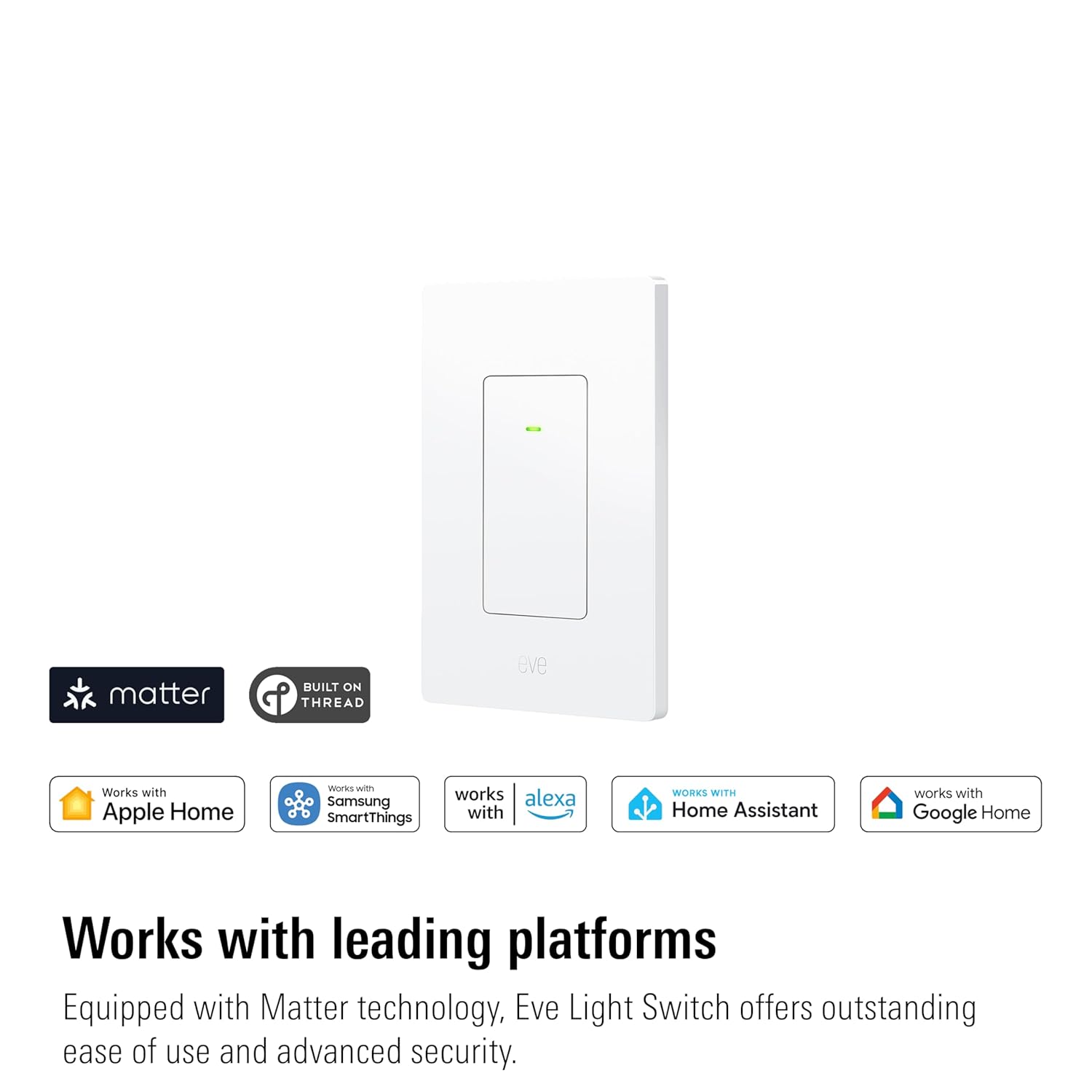 Eve Light Switch (Matter) 2-Pack – Smart Wall Switch for Apple Home, Alexa, Google Home, SmartThings; for Single-Pole & 3-Way switches; Thread, Requires Thread Router & Neutral Wire; UL-Certified