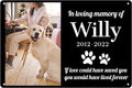Custom Dog Memorial Metal Signs - Personalized Dog Photo Memory Sign as Dog Memorial Gifts for Loss of Dog, in Loving Memory of Pet Signs for Pet Loss Sympathy Gift