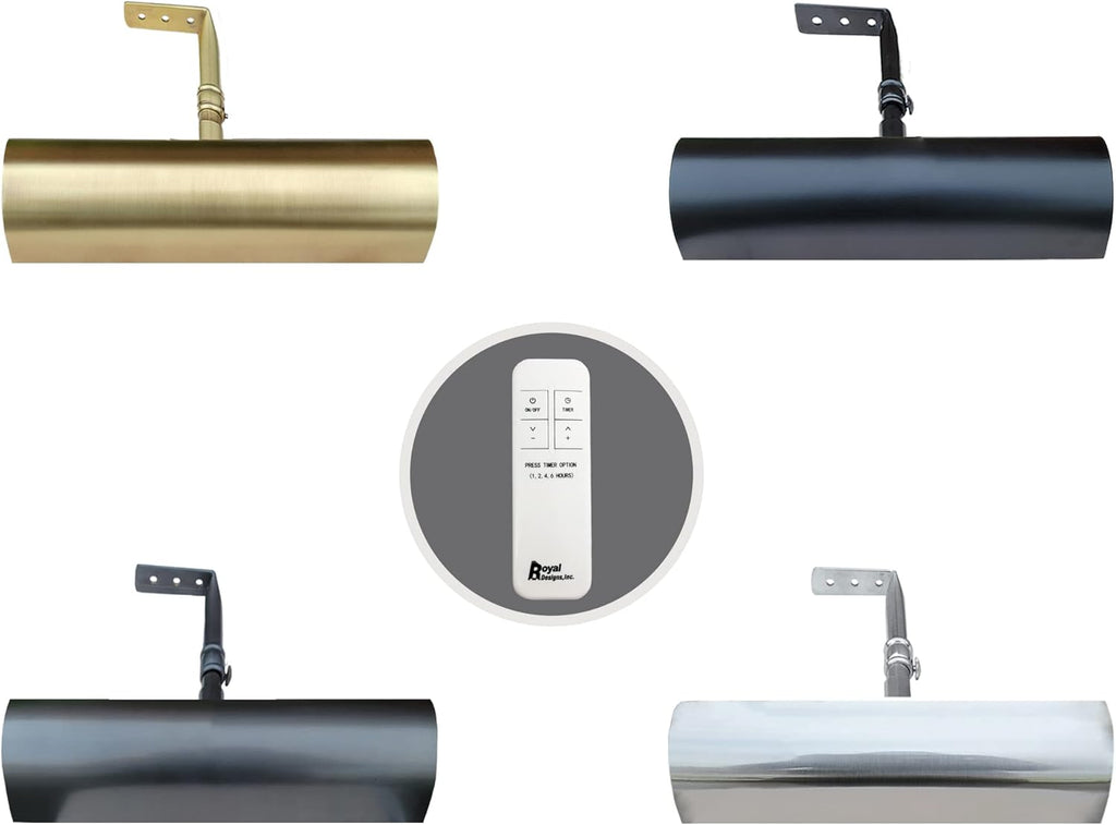 Royal Designs, Inc. Cordless Remote Control LED Picture Light, Dimmable with Timer Function, Brushed Satin Brass, 10.75 Inches