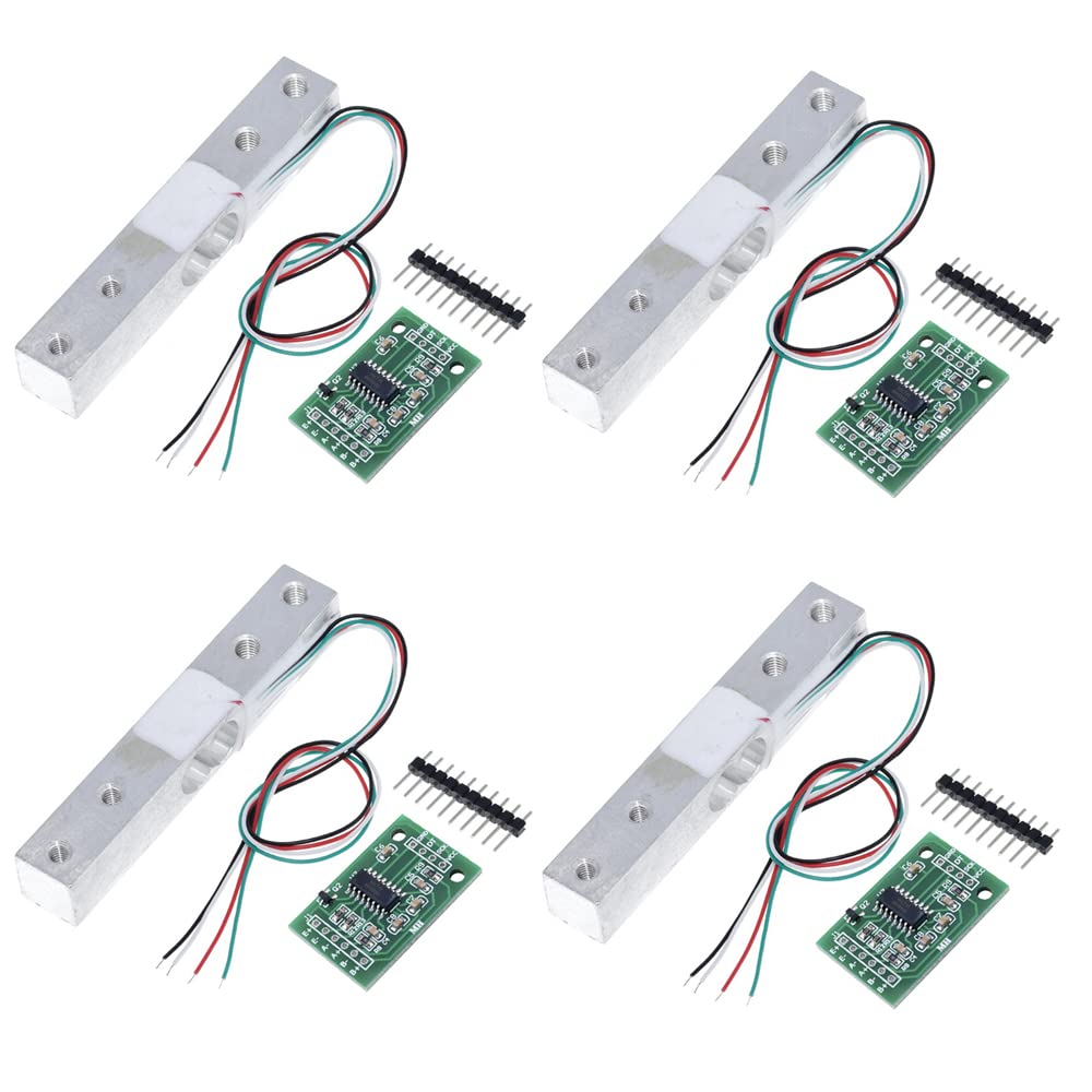 ShangHJ 4 Sets Digital Load Cell Weight Sensor + HX711 ADC Module Weighing Sensor for Arduino DIY Portable Electronic Kitchen Scale Kit (10kg)