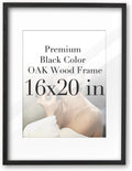 iHery Standard 16x20in Truly Natural OAK Wood Black Color Picture Frame with High Transparency Acrylic Glass Thickened Backboard, Photo Frames Minimalistic Design Narrow Border 1Pack