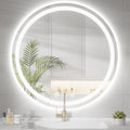 Round LED Bathroom Mirror with Lights, Backlit & Front Lighted, Wall-Mounted Vanity Mirror 3000K/4000K/6000K, Memory Functions, Anti-Fog, Dimmable Smart Mirror (Round 28" x 28")