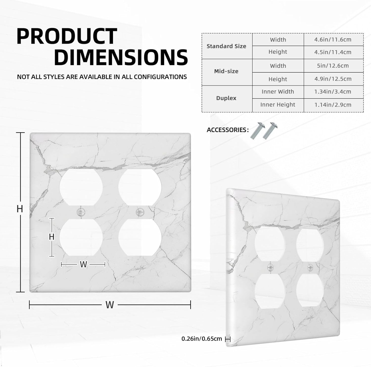 Outlet Covers White Grey Abstract Modern Marble 2 Gang Double Duplex Decorative Light Switch Covers Electrical Wallplates Socket Faceplate for Bathroom Kitchen Decor