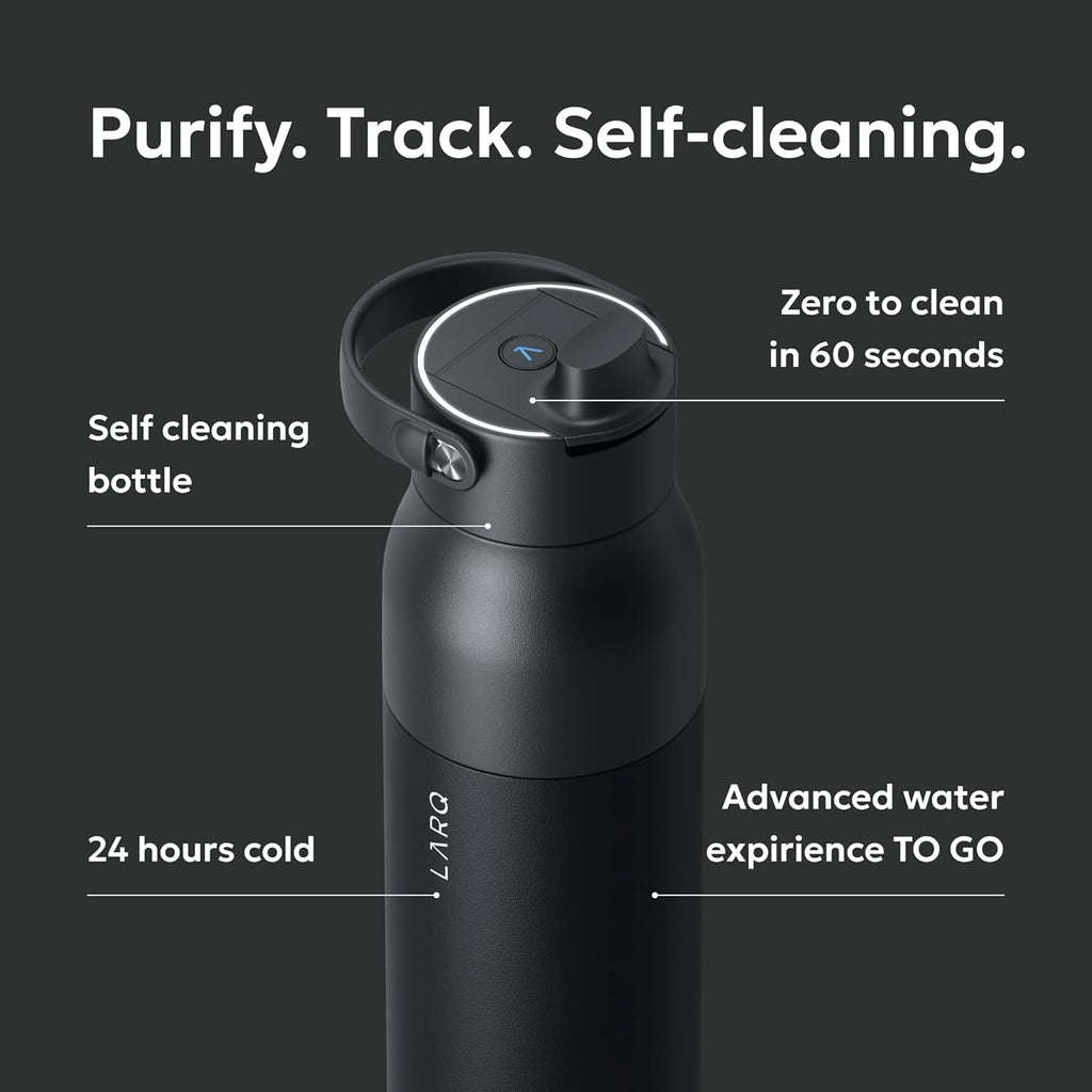 LARQ Bottle PureVis 2 - UV Water Purifier with Self-Cleaning, App Hydration Tracking, Filter Straw, Detachable Handle, Double-Wall Insulated