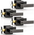 Probrico Gunmetal Black Privacy Locking Door Lever Handles, Grey 4 Pack Interior Lockset for Bedroom & Bathroom