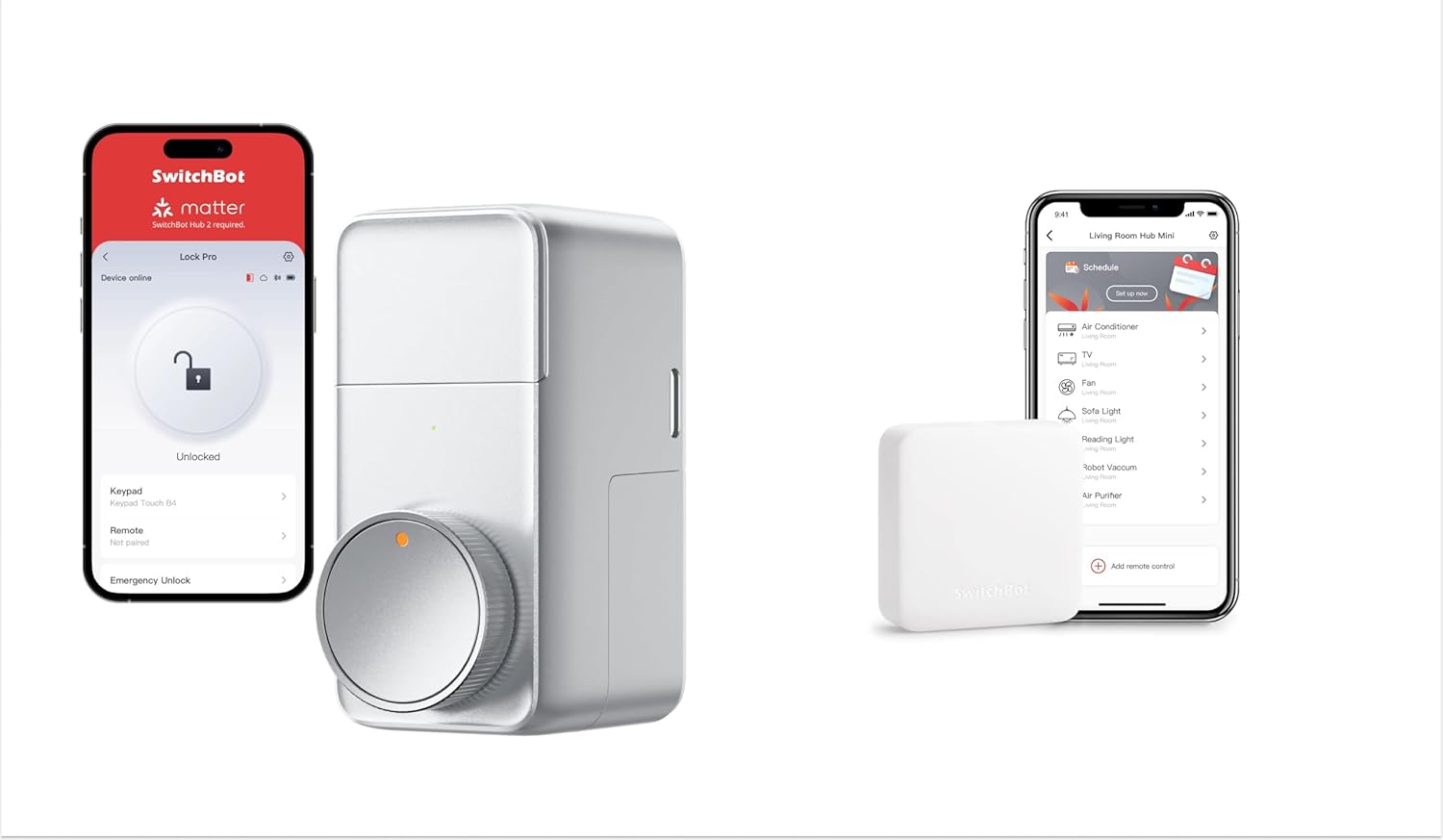 SwitchBot Smart Lock Pro(Silver) & SwitchBot Hub Mini Smart Remote
