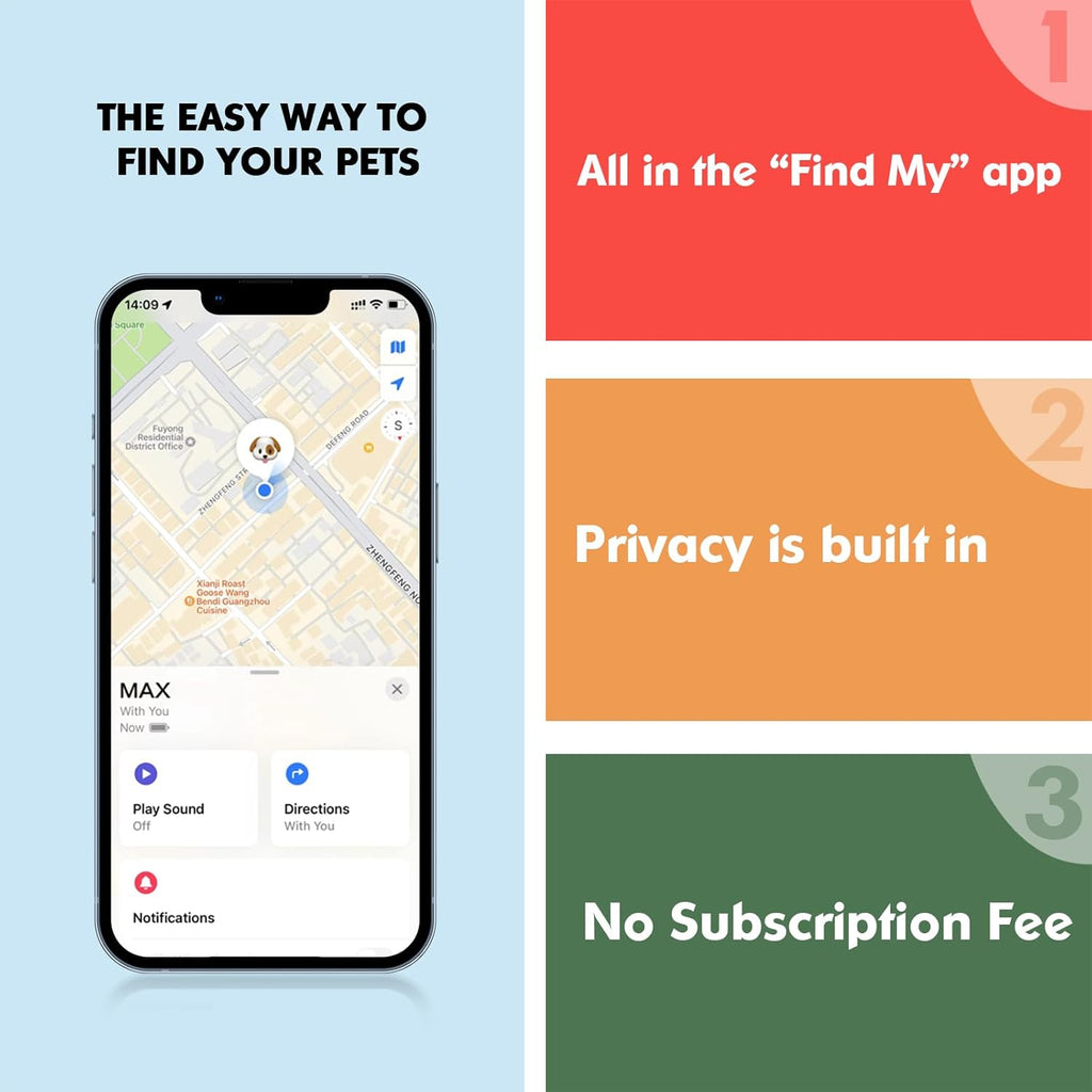 GPS Tracker for Dogs, 2 in 1 Pet Tracking Smart Collar (Only iOS), No Monthly Fee GPS Tracker Dog Collar, Real-time Location Comfortable PU Tracker Tag for Small, Medium Large Dogs(Locator Included)