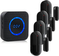 Wireless Door Chime for Business Home Office When Entering Door Alarms When Opened with 800Ft Range 55 Chimes 5 Volume Levels (1 Receiver & 4 Sensor)