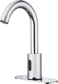 Touchless Bathroom Faucets for 1 or 3 Hole, Tall Body Automatic Bathroom Sink Faucets with Deck Plate,Silver Motion Sensor Commercial Faucets for Bathroom&Kitchen,360° Swivel Spout,Chrome