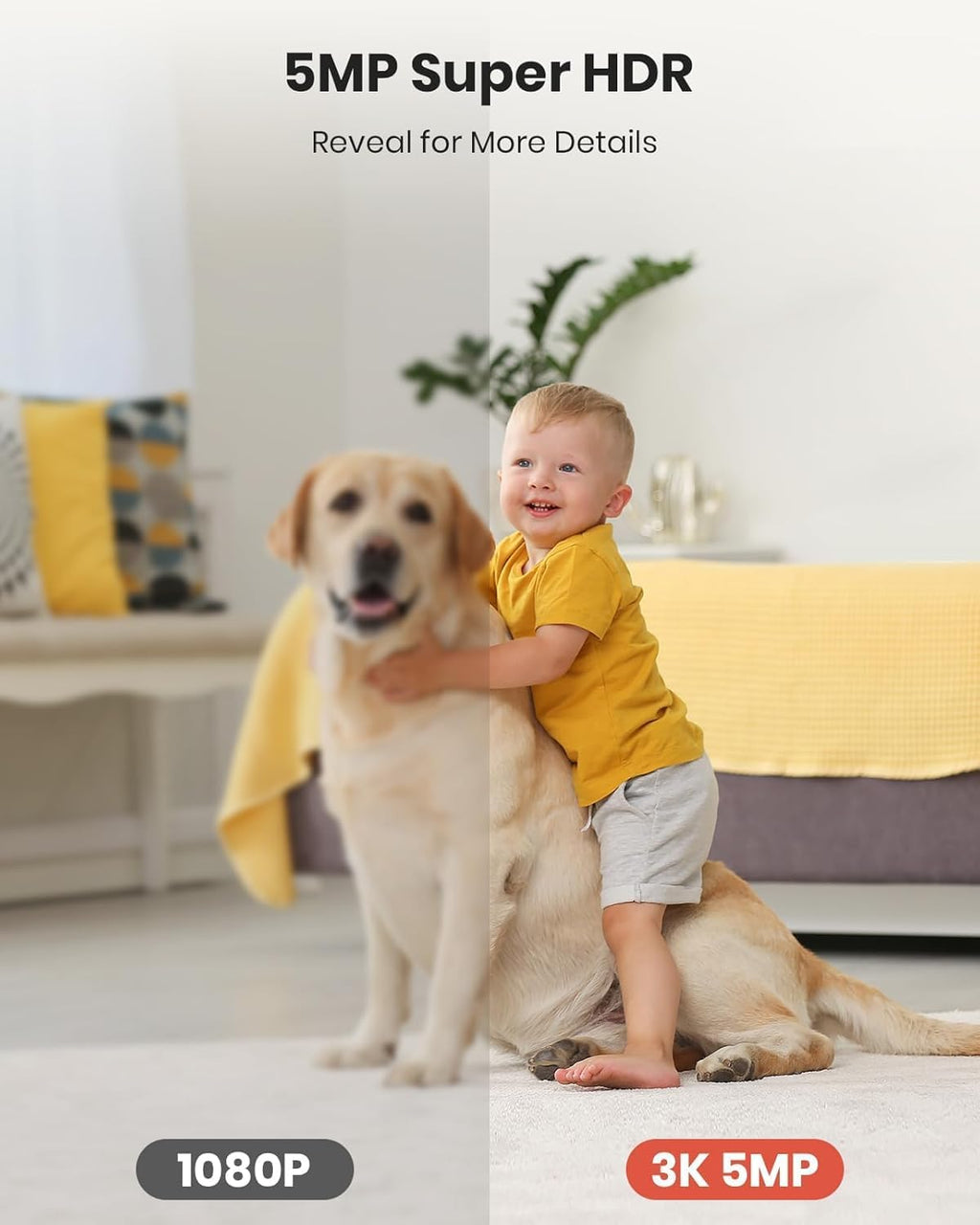 Indoor 3K Security Camera,5G and 2.4G WiFi/Dog/Baby Camera with Phone app,Human Pet Motion AI,Night Vision, 2-Way Audio,SD/Cloud Storage,Compatible with Alexa&Google Home