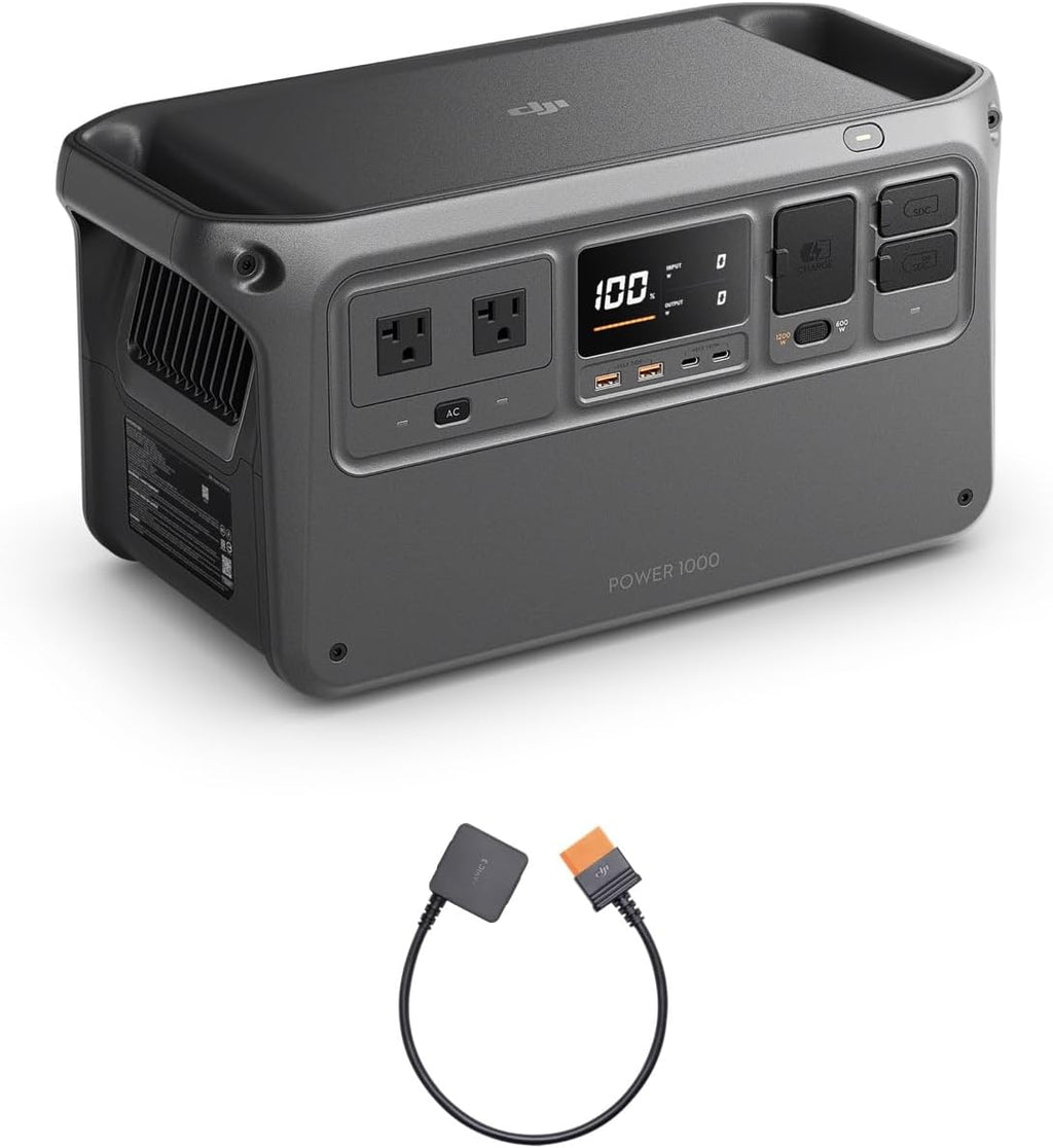 DJI Power 1000 Portable Power Station, 1024Wh Power Generator with Mavic 3 Series Fast Charge Cable, LiFePO4 Cell, Fast Charging, 2200W Max Output, Content Creation, Drone Photography, Camping & RVs